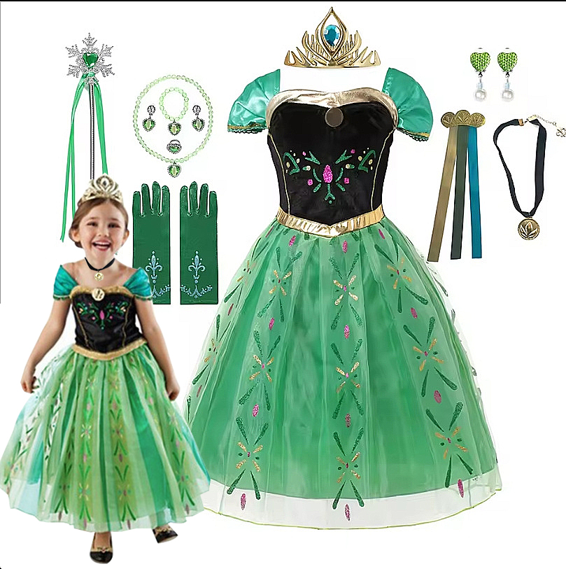 Summer Kids Clothing - Anna Kostüm Çocuklar Için Kız Fantezi