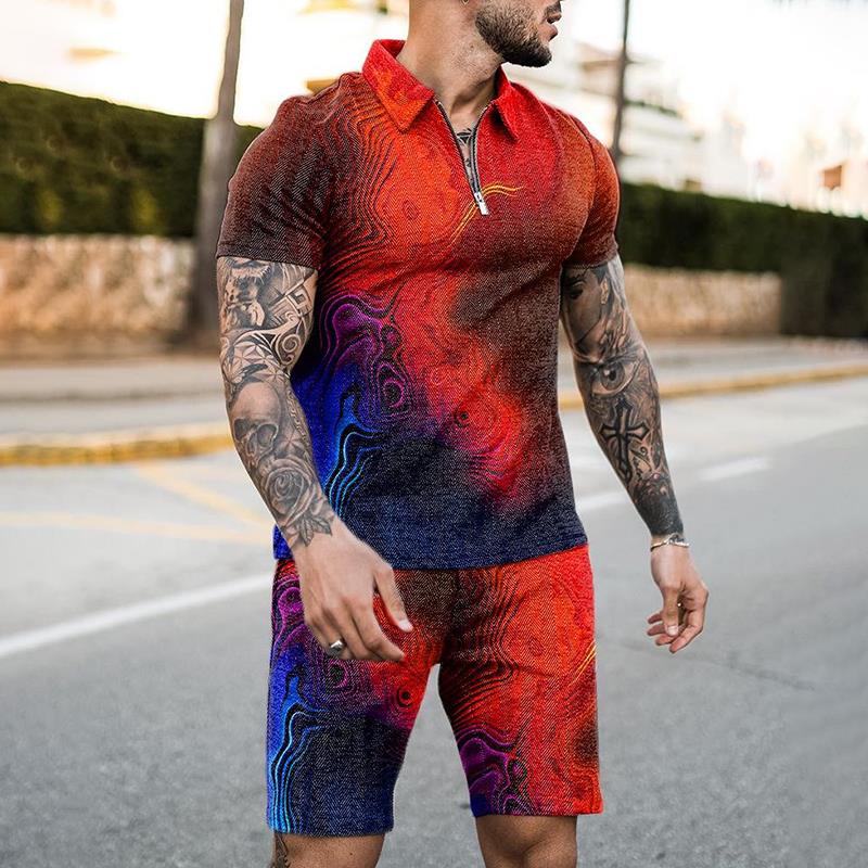 Summer Clothing Beach - Yazlık Fermuarlı Polo Yaka Tişört Takım