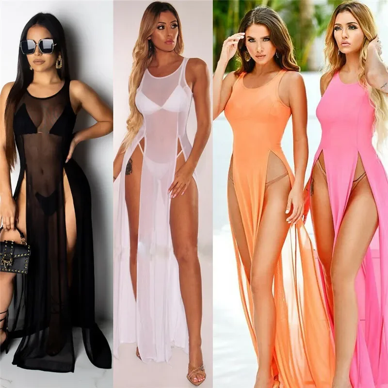 Summer Clothing H&M - Kadınlar seksi uzun elbise Mesh Sheer