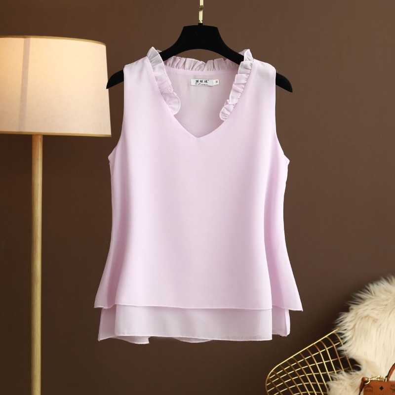Halter Neck Top - Büyük Beden Halter Şifon Üst Kolsuz