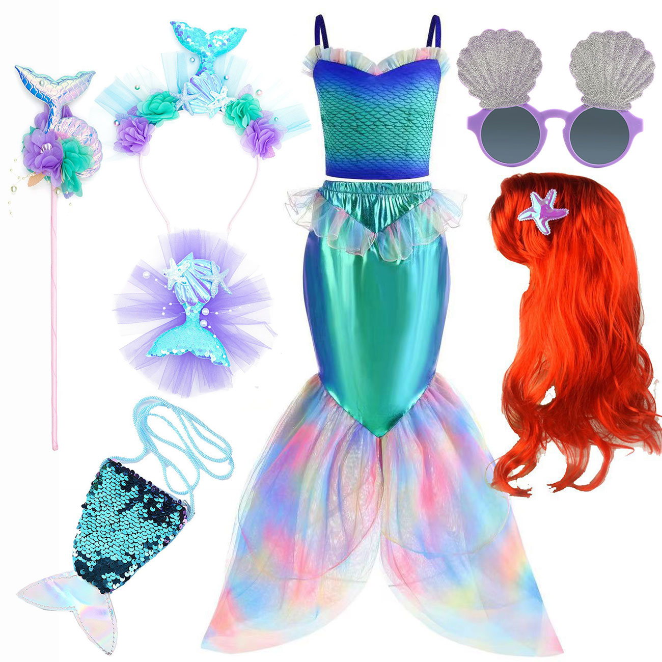 Summer Kids Clothing - Disney Denizkızı Giydirme Kostüm Kız Ariel