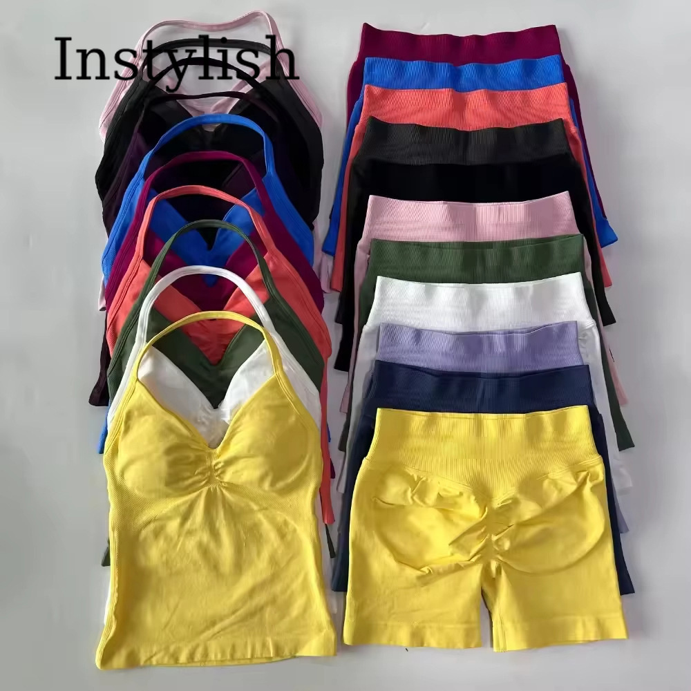 Halter Neck Top - Kadınlar İçin Dikişsiz Yoga 2 Parça