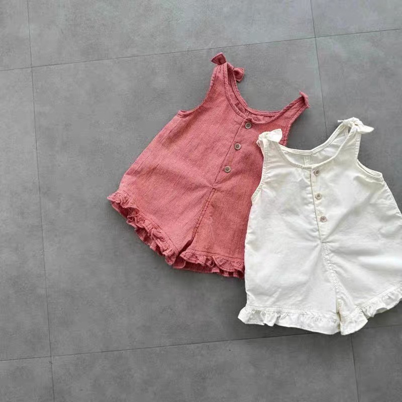 Summer Clothing Toddler - HY2831 Kız Çocuk Yazlık Tulumu, Önlük