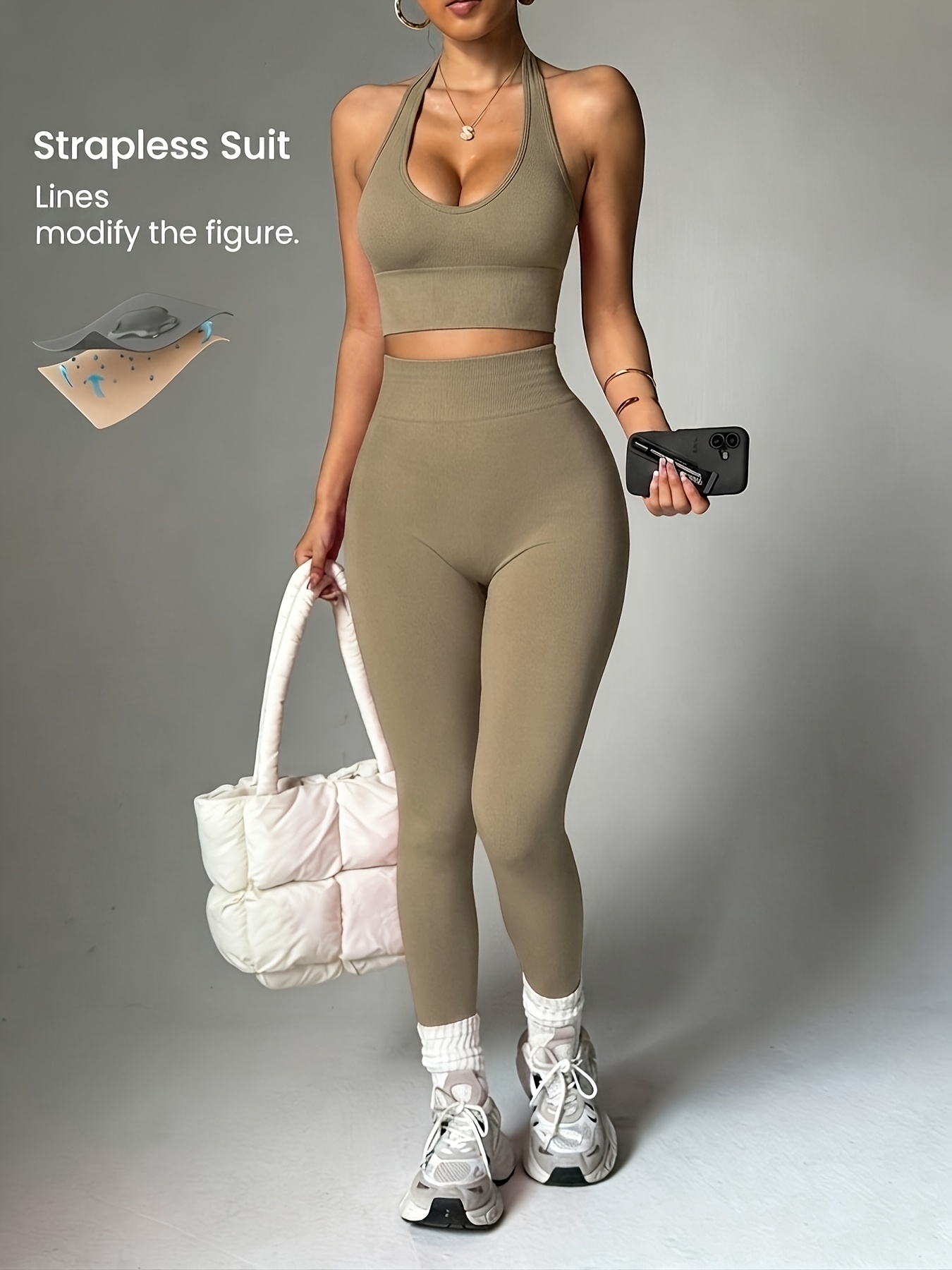 Halter Neck Top - 2 adet Düz Renk Modaya Uygun