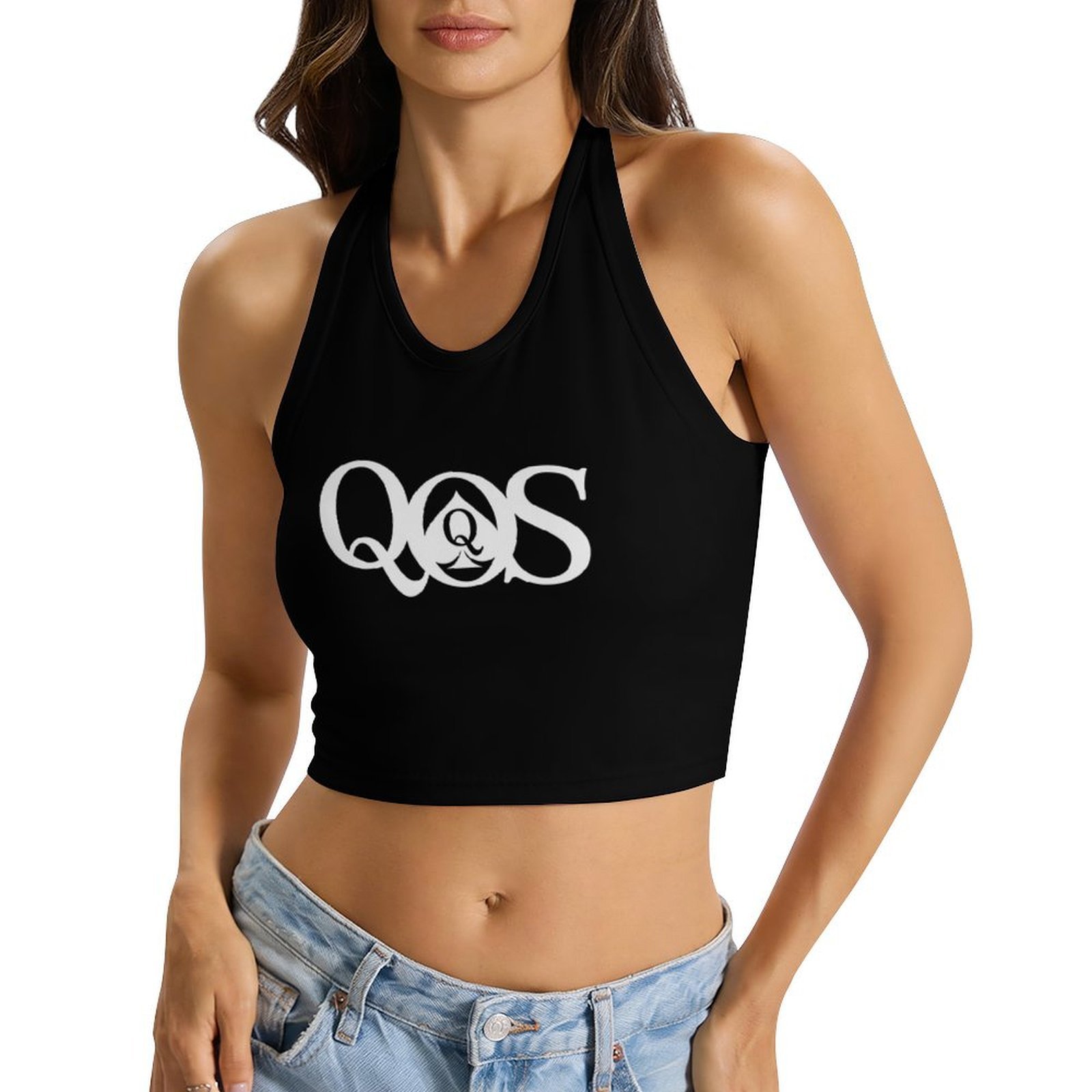 Kadın QOS Baskılı Kravatlı Hal - Halter Neck Top incelemesi ve fiyatı