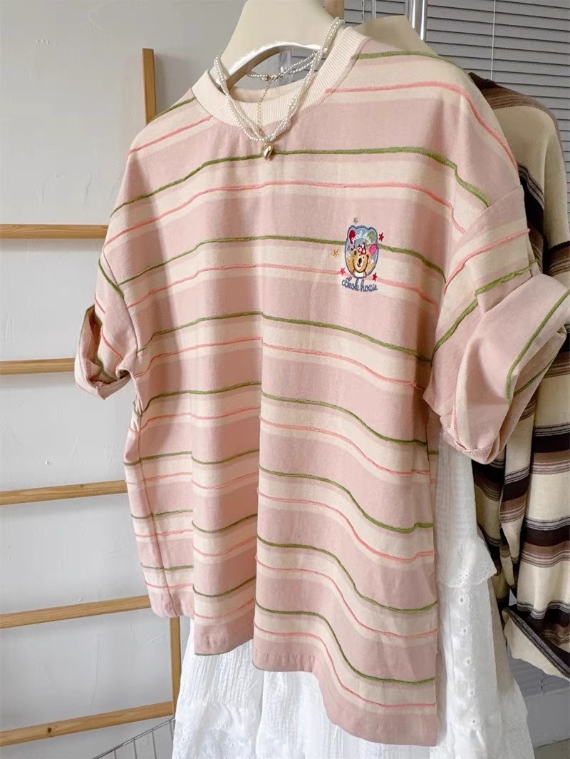 Saf Pamuklu Çizgili Kısa Kollu - Summer Clothing Outlet incelemesi ve fiyatı
